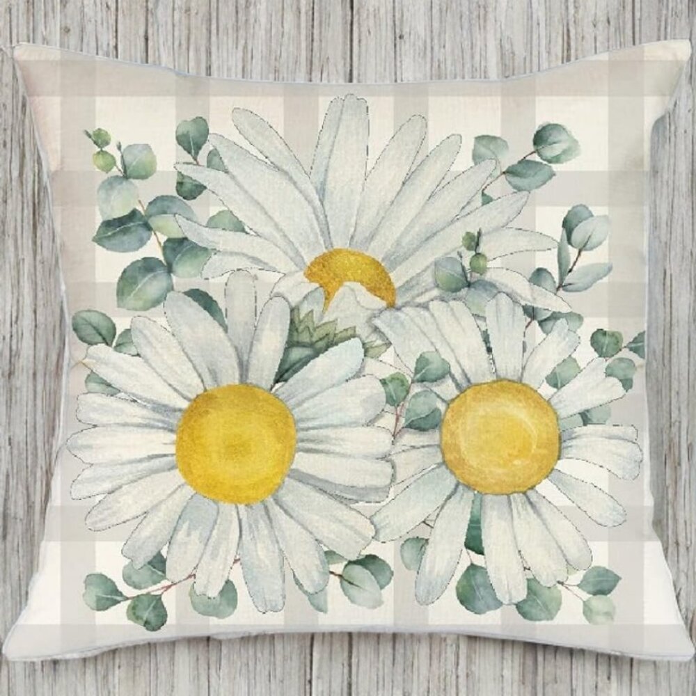 Floral Pillow Cover Decorative Case Farmhouse Cottage Summer Spring Decor 16x16 - Picture 2 of 2